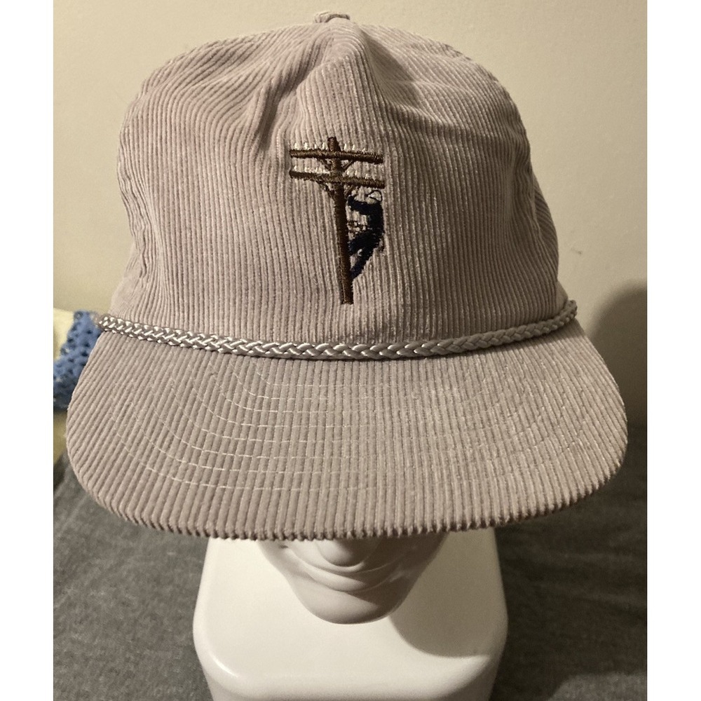 Lineman Hat Cap Cord Gray Nissin Corduroy Utility Electric Telephone Men's